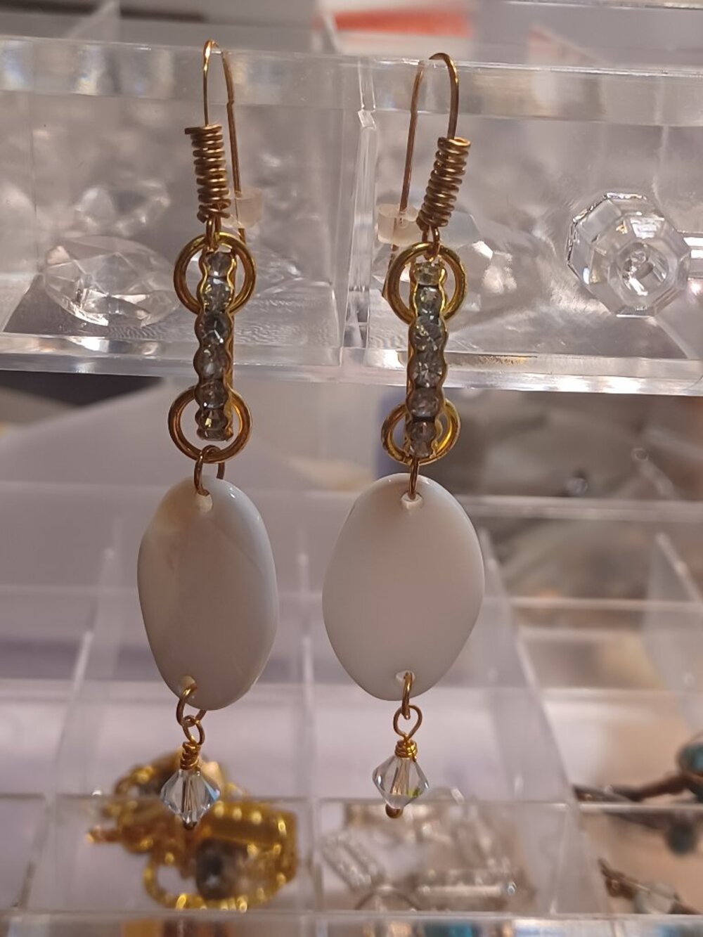 Mother of Pearl & Crystal Earrings